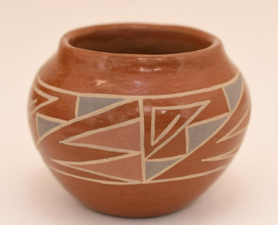 Santa Clara, Polychrome Abstract Design on Redware Jar, Christina Naranjo (1 of 7)
