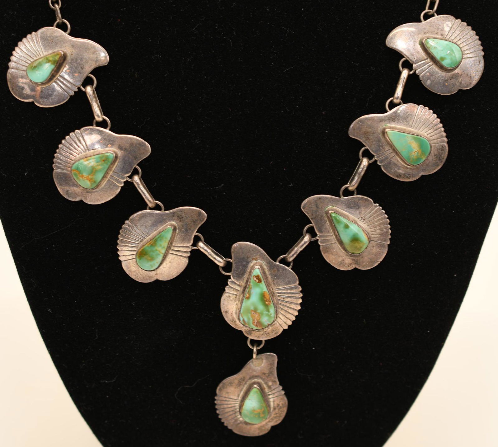 Native American sterling silver and turquoise necklace (1 of 7)