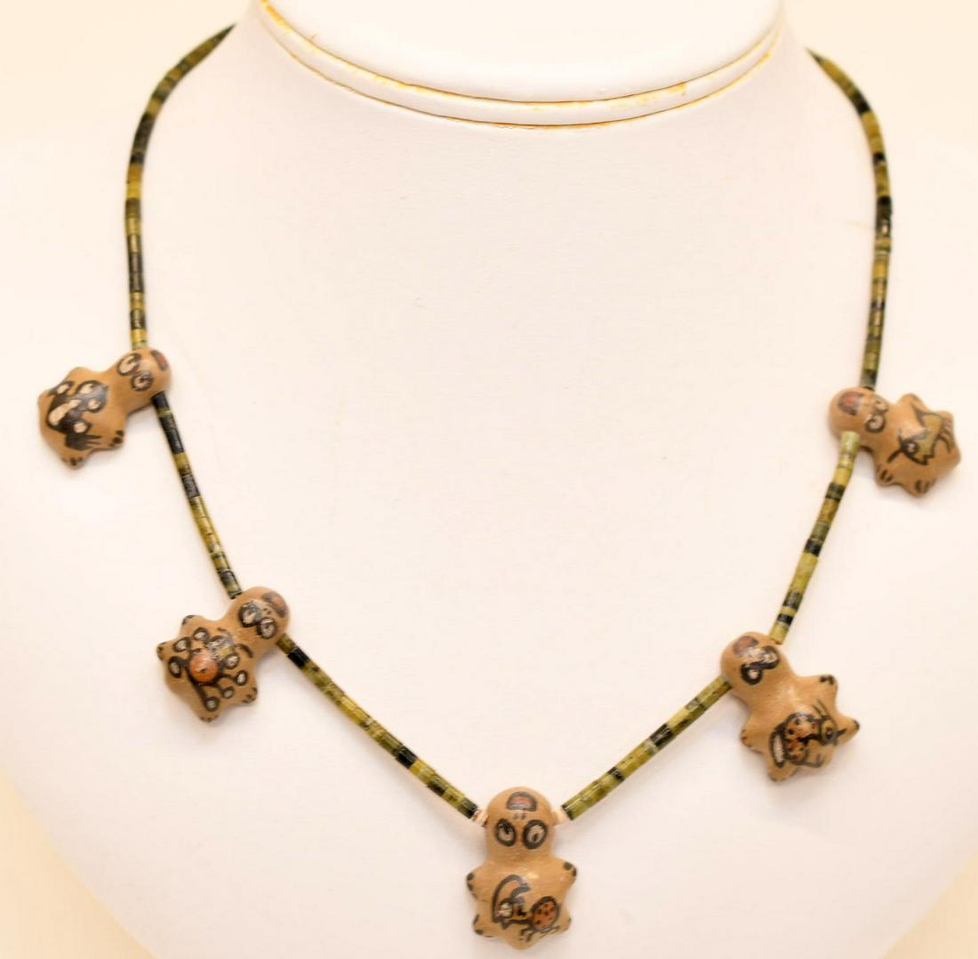 Native American Necklace w/5 hand made clay figures (1 of 4)