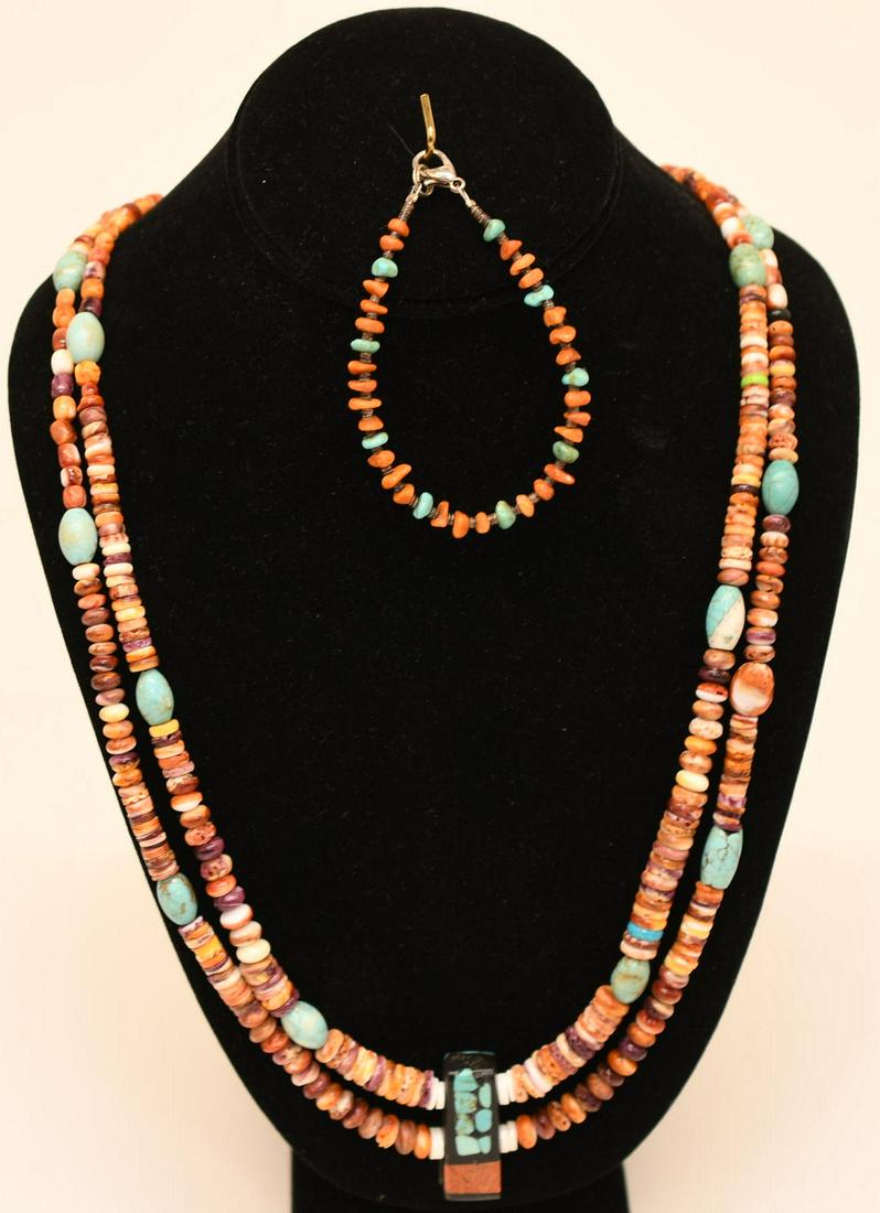 Native American Turquoise and Coral necklace/bracelet (1 of 7)