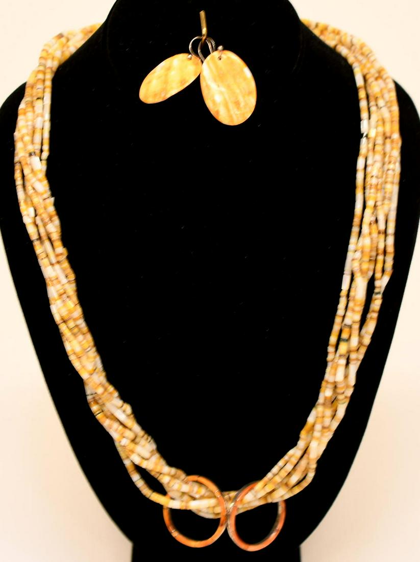 Native American Heishi Sterling necklace and earrings (1 of 4)