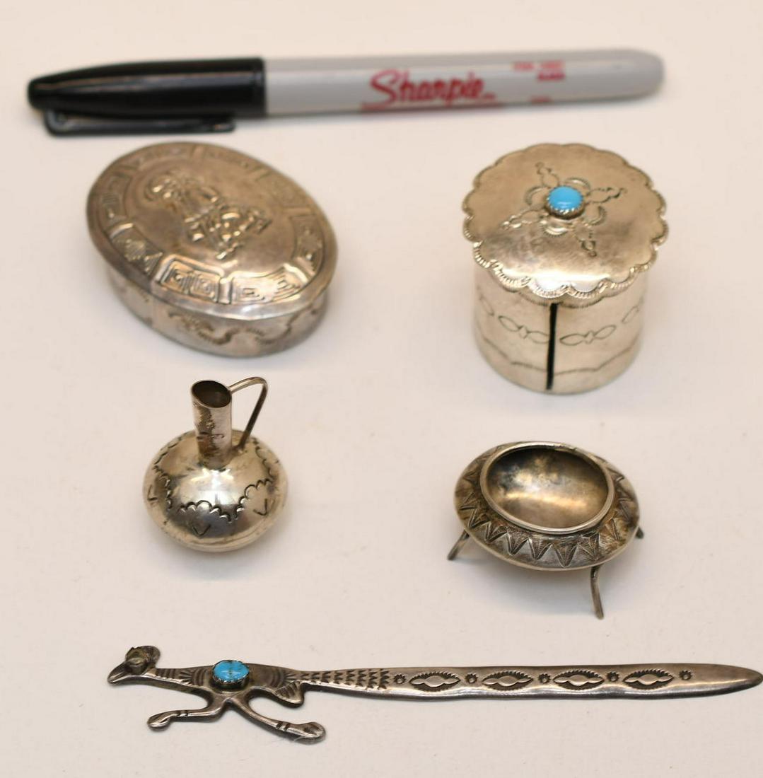 Native American 5 sterling silver hand made signed items (1 of 13)