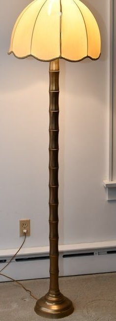 Brass Floor lamp, Bamboo shape: Hollow Brass, Bamboo shape Lamppost 58 1/4"T, 68"H overall ,9 1/4" Dia base. READ OUR SHIPPING POLICY'S! This will be In person pick up or contact UPS store in Kenosha, or your own shipper, the UPS st