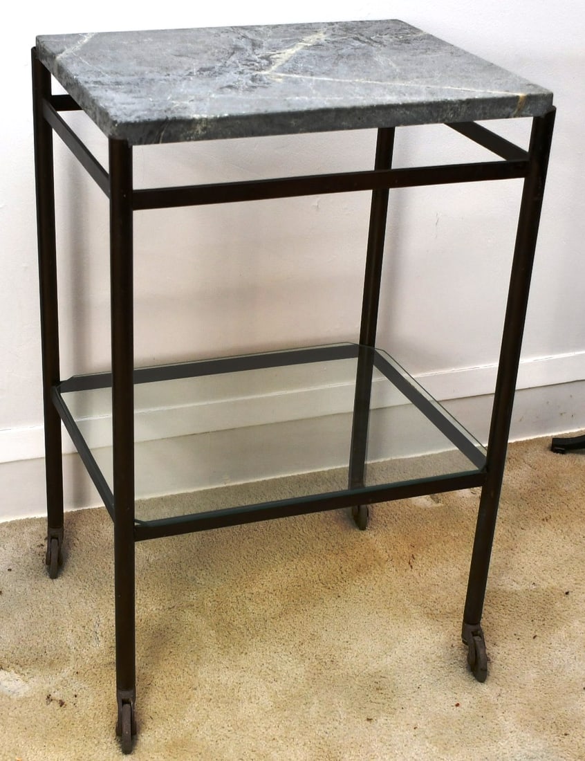 Soap Stone top Cart: Most likely from the medical lab this has a Steel base, casters, removable top & glass panel shelf on bottom. READ OUR SHIPPING POLICY'S! This will be In person pick up or contact UPS store in Kenosha