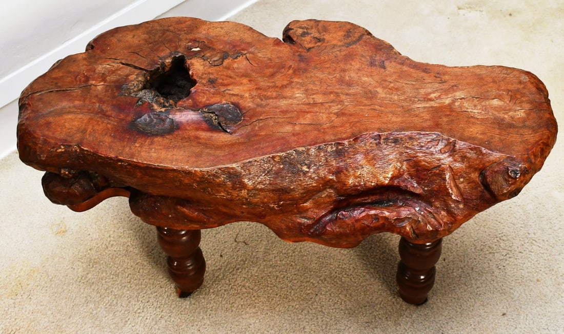 Tree Root End Table: Custom made base to match curvature. Wooden caster wheels. Top is removable, sits on dowl pegs. READ OUR SHIPPING POLICY'S! This will be In person pick up or contact UPS store in Kenosha, or your own 