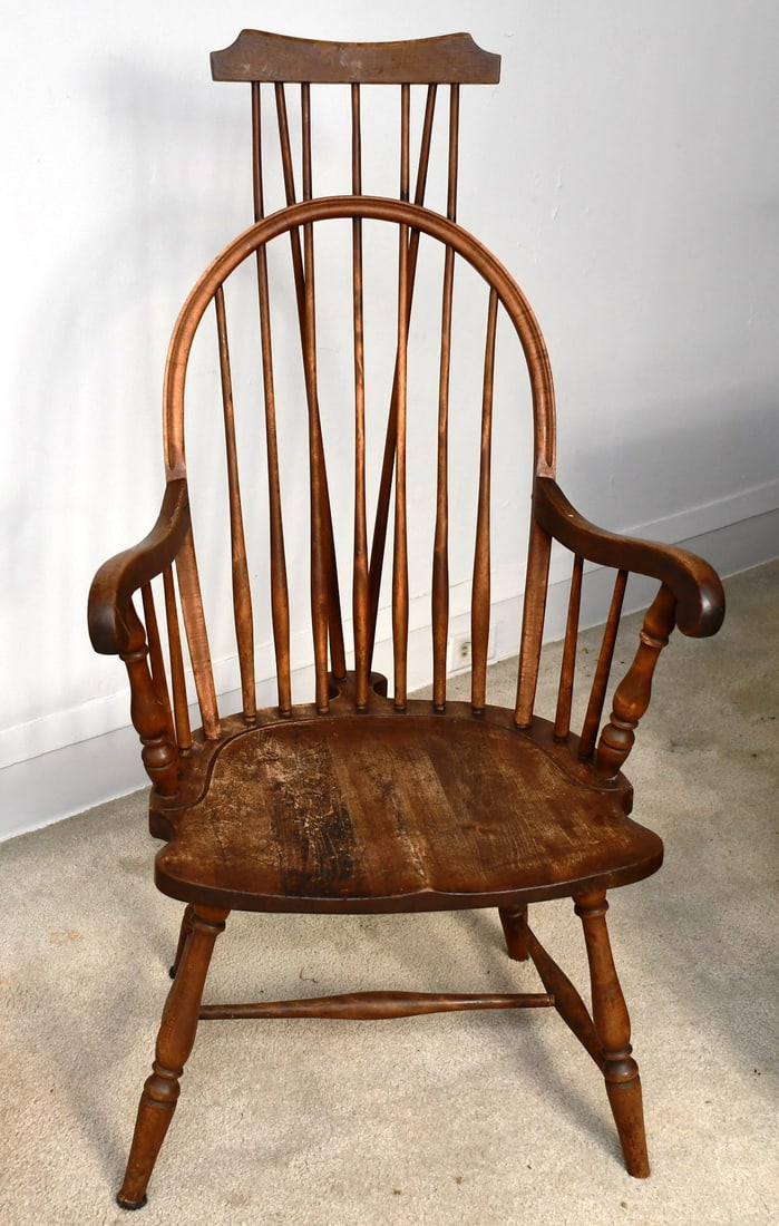 Windsor style arm chair: Vintage birch wood chair. READ OUR SHIPPING POLICY'S! This will be In person pick up or contact UPS store in Kenosha, or your own shipper, the UPS store phone number is in our policy's. Tallest point 