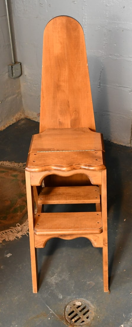 Hinged Step stool: 2 steps, designed to also be used as an ironing board, but it seems whoever built it didn't add the support. READ OUR SHIPPING POLICY'S! This will be In person pick up or contact UPS store in Kenosha,