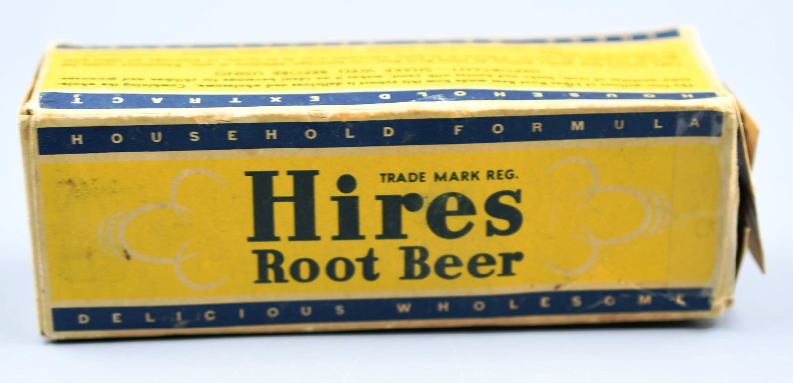 Hires Root Beer Extract: Antique Hires Root Beer Extract with box and directions for mixing. Extract is dried and solidified in original glass bottle. (NOTE-Weight and dimensions are before packaging) box dimensions- 4 3/4" x