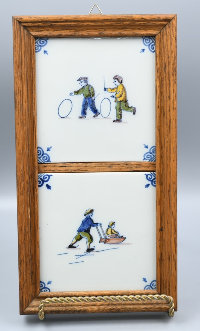 Vintage Framed Tiles: makkum Dutch tiles frame-6 1/2"x 12". Weight- 1lb 12.2oz. (NOTE-Weight and dimensions are before packaging)