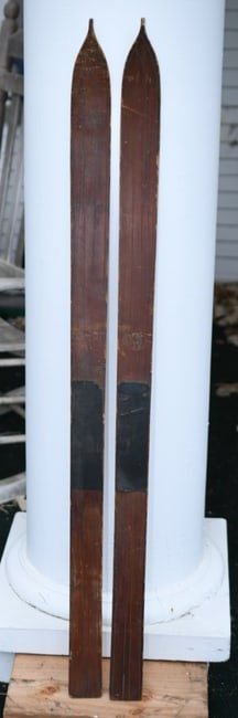 Antique Childs Skis: Antique Wooden Children Skis. (NOTE-Weight and dimensions are before packaging) 47 1/2"L. Weight-2lbs 4oz.