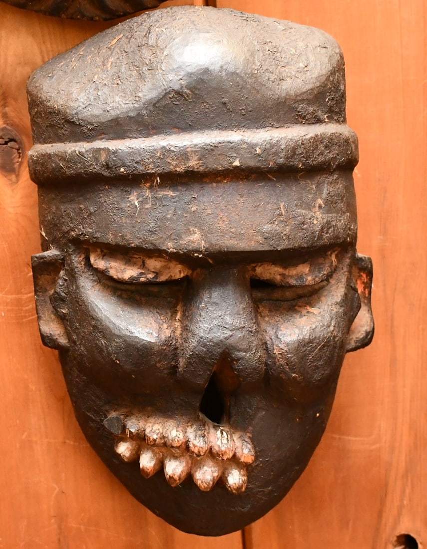 Pende Mask?: Considerable age carved wood tribal mask of Illness. Dr Herz collected quality tribal pieces from around the world but is not able to help identify them, so we made our best attempt to identify them. 