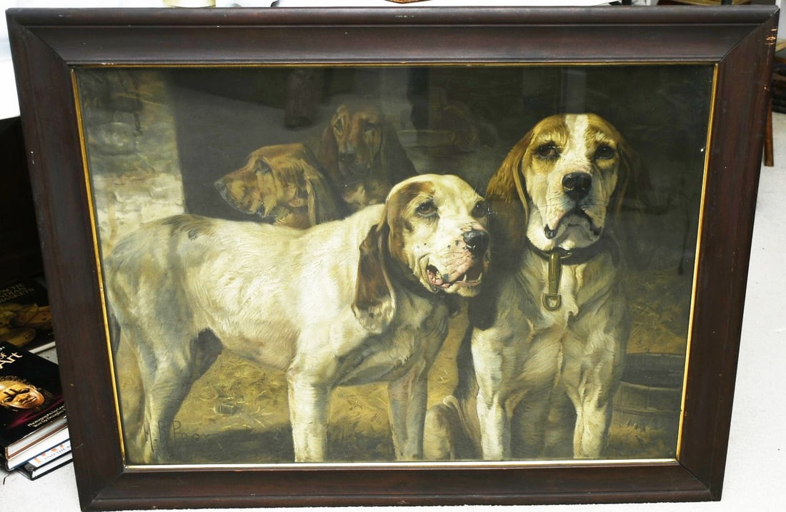 Winchester Bear Dogs Print: Vintage Winchester Bear Dog print in a frame without the advertisement. (This ships through the UPS store in Stoughton, WI) READ OUR SHIPPING POLICY'S! This will be In person pick up or contact UPS st