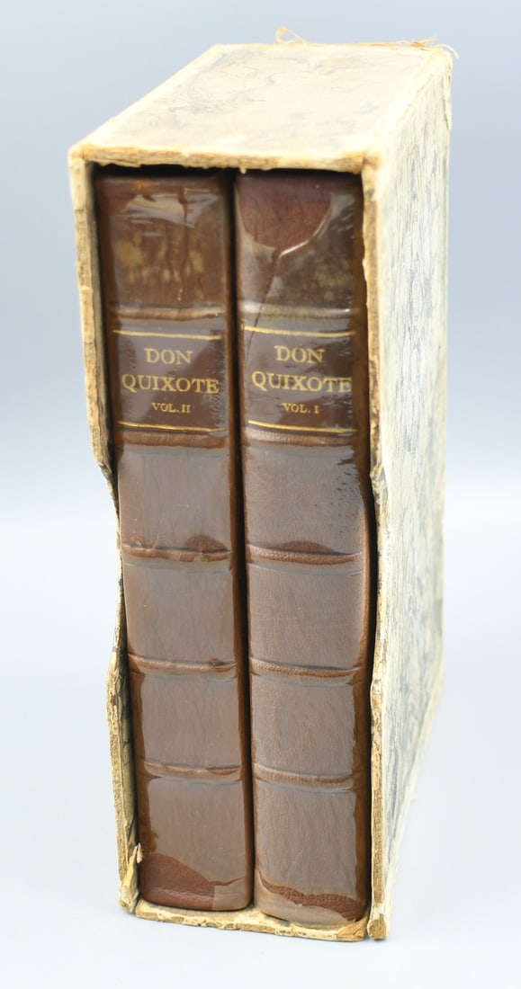 Don Quixote Vol. 1-2.: Leather Bound re prints edition in two volumes. Printed in England by Walter Lewis of Cambridge University on Casinensis hand made paper in 1930. It consists of 1475 copies of which 575 are for sale b