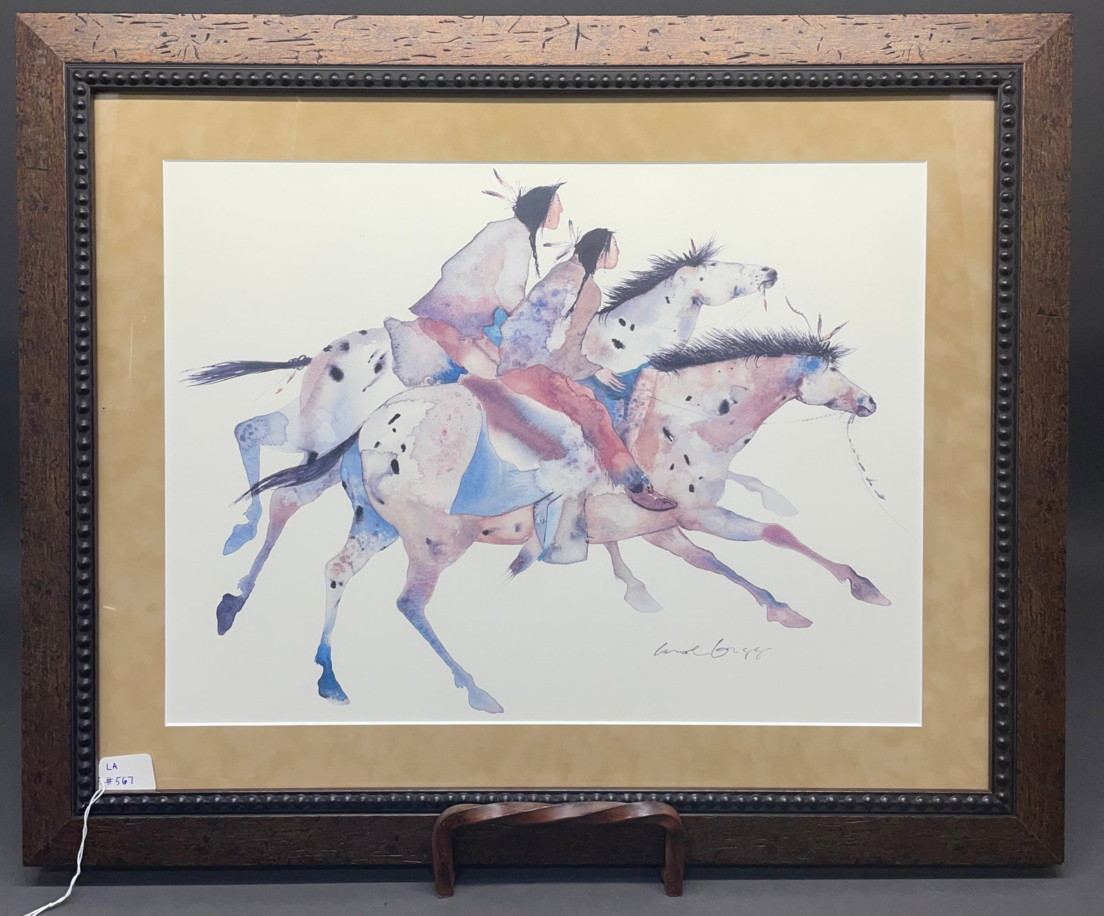 Carol Grigg Print: Two Brothers Native American horse print. The Print measures 15 1/4" x 20 1/2" & Frame-23" x 28 1/4". All framed art will be shipped through the Stoughton, WI UPS store.