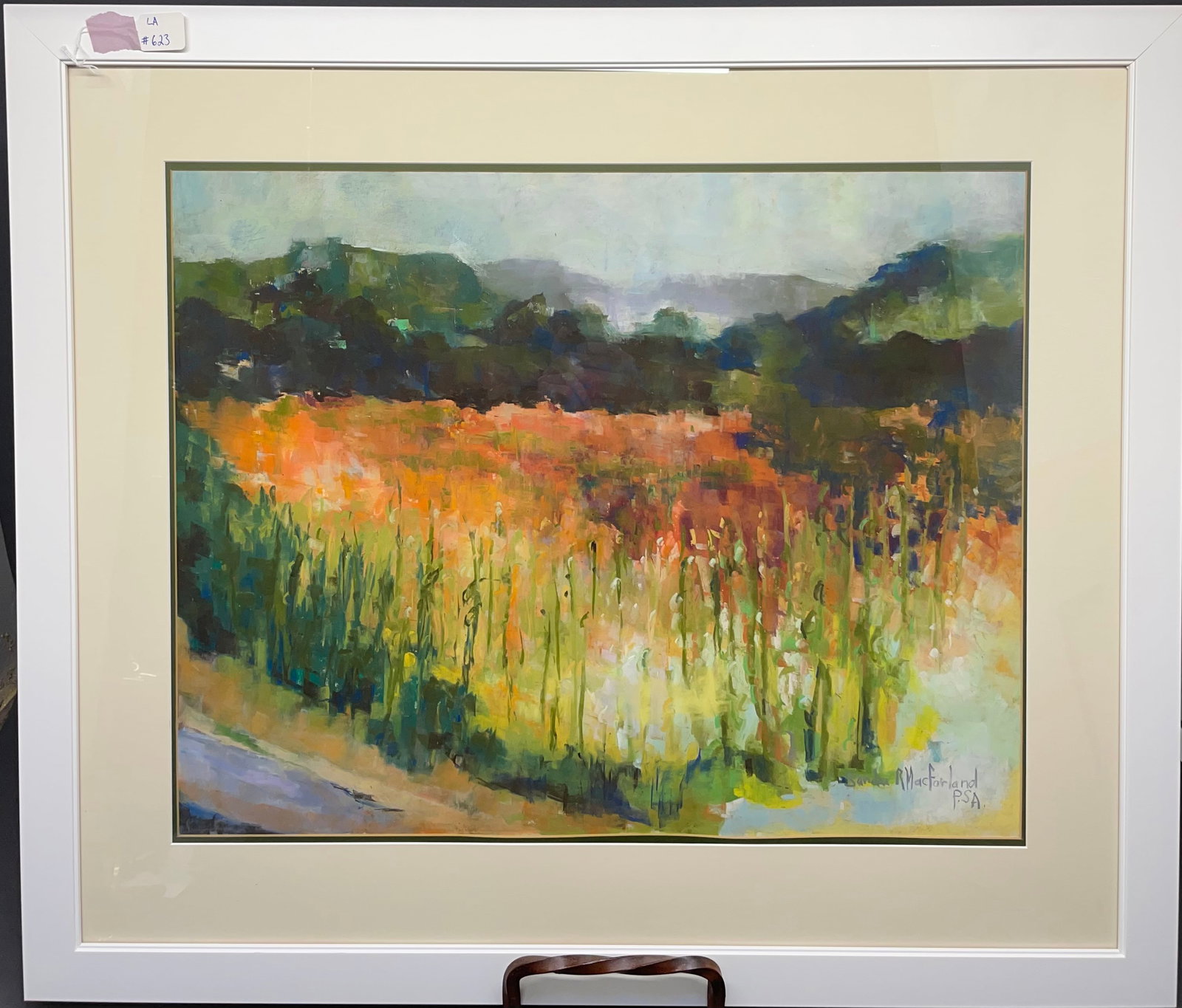 Sandra MacFarland Large Painting: Original painting signed Sandra R. Macfarland P.S.A. Painting-20 1/2" x 26". Frame-30 5/8" x 35 5/8". All framed art will be shipped through the Stoughton, WI UPS store.