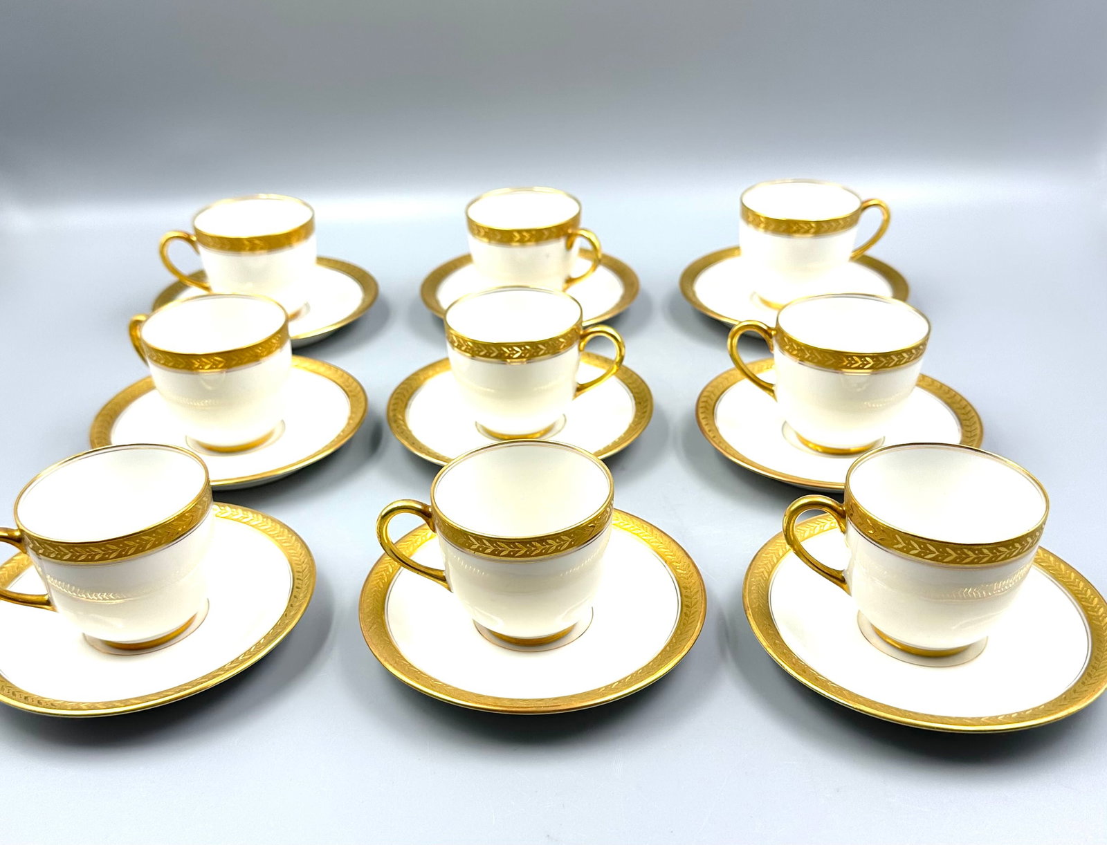 Set of Vintage Demitasse Cup & Saucers: Set of 9 Demitasse Cup & Saucers "Vignaud Limoge France"