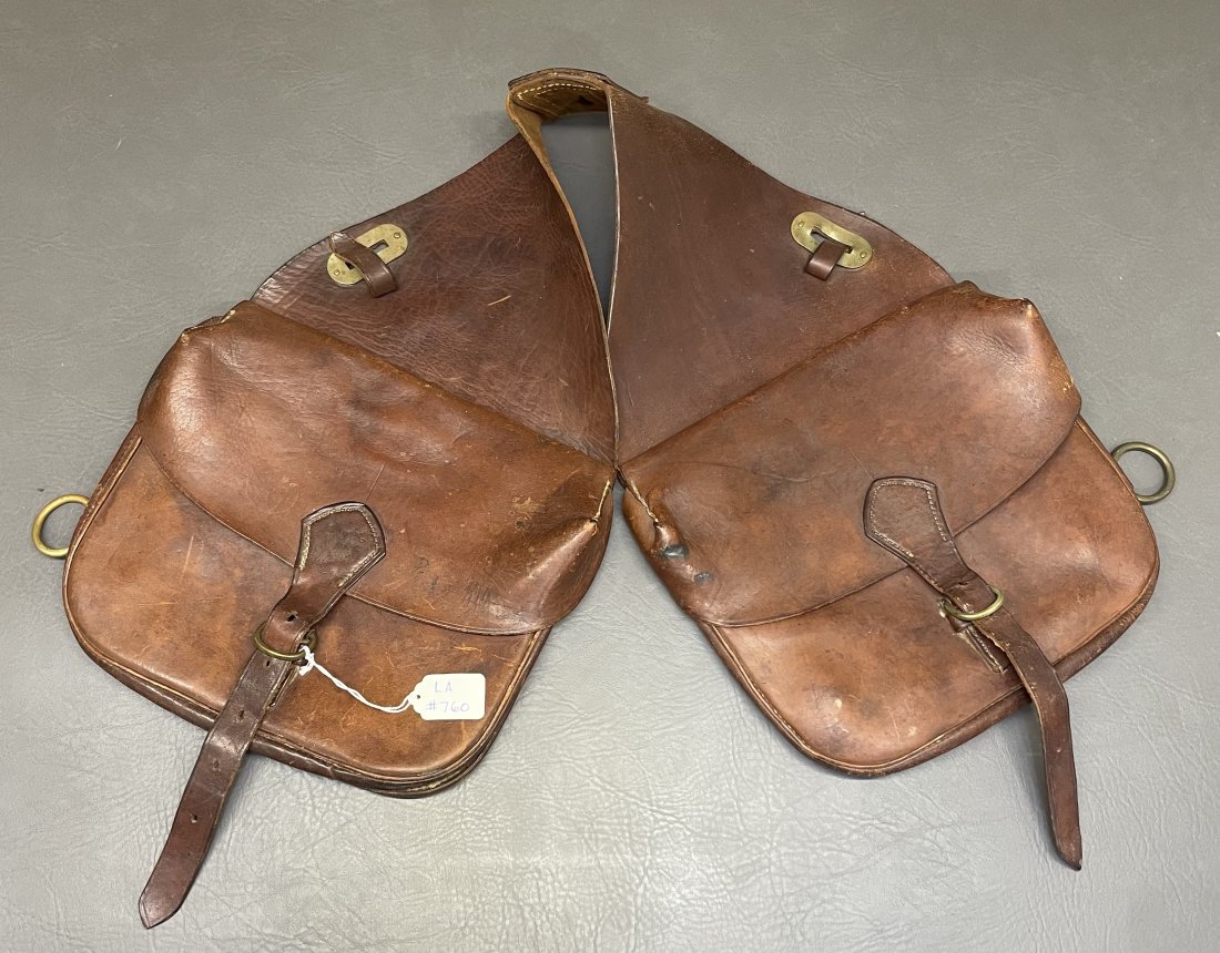 Vintage Leather Saddle Bag: Vintage leather saddle bags. Bags themselves are - 9 1/2" x 11" x 3"