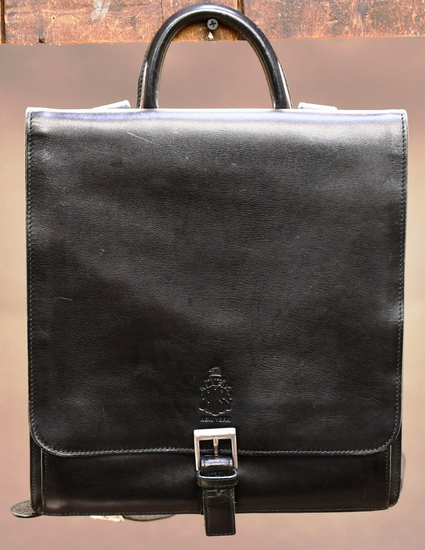 Mark Cross Leather Backpack Messenger/Book Bag: This is a hard item to find, a leather back pack by Mark Cross, it has one pocket and one main storage plus a zipper pocket. Dimensions given are for the item(s) & weight is with the packaging.