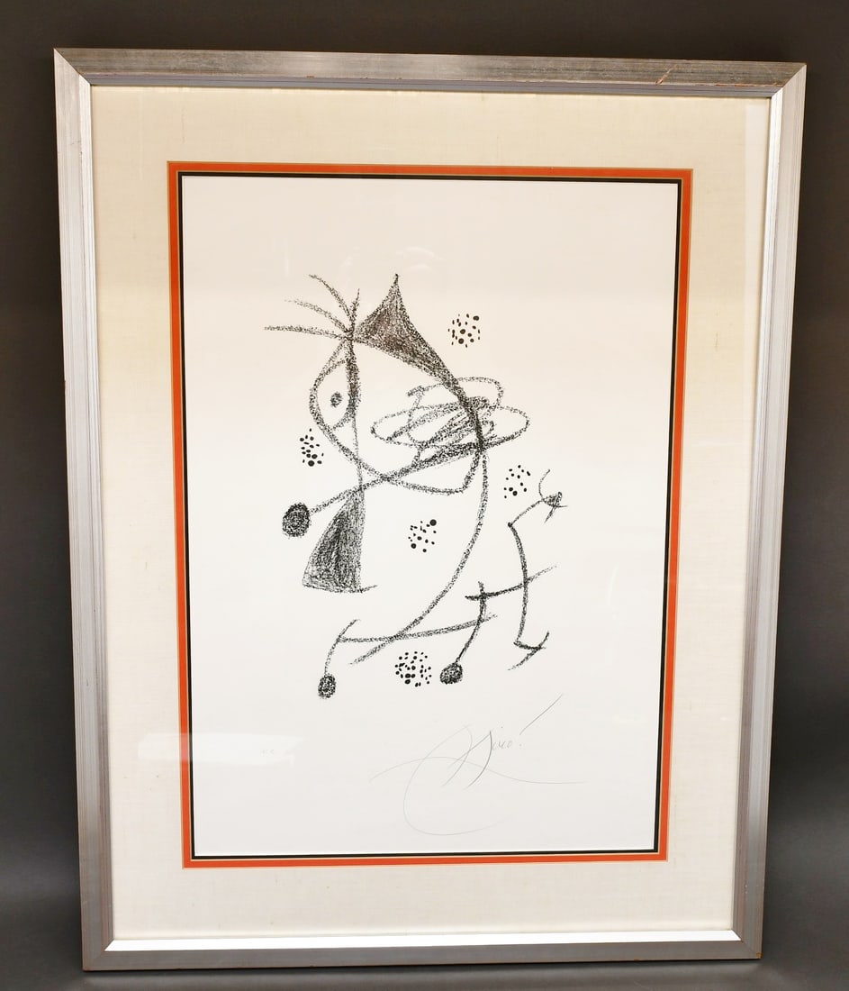 Joan Miro Pencil Signed H.C. Lithograph: 18" x 25" Lithograph Titled "Maravilla" There where 100 printed plus H.C's & The plate was distroyed. This comes with the certifacate of Authenticity that is currently attached to the back of the fram
