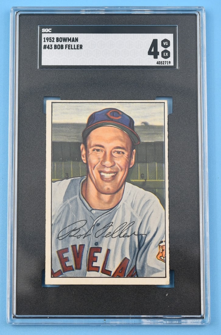 1952 Bowman Baseball #13 Bob Feller SGC 4: 1952 Bowman #13 Bob Feller SGC 4. SGC no. 4052719