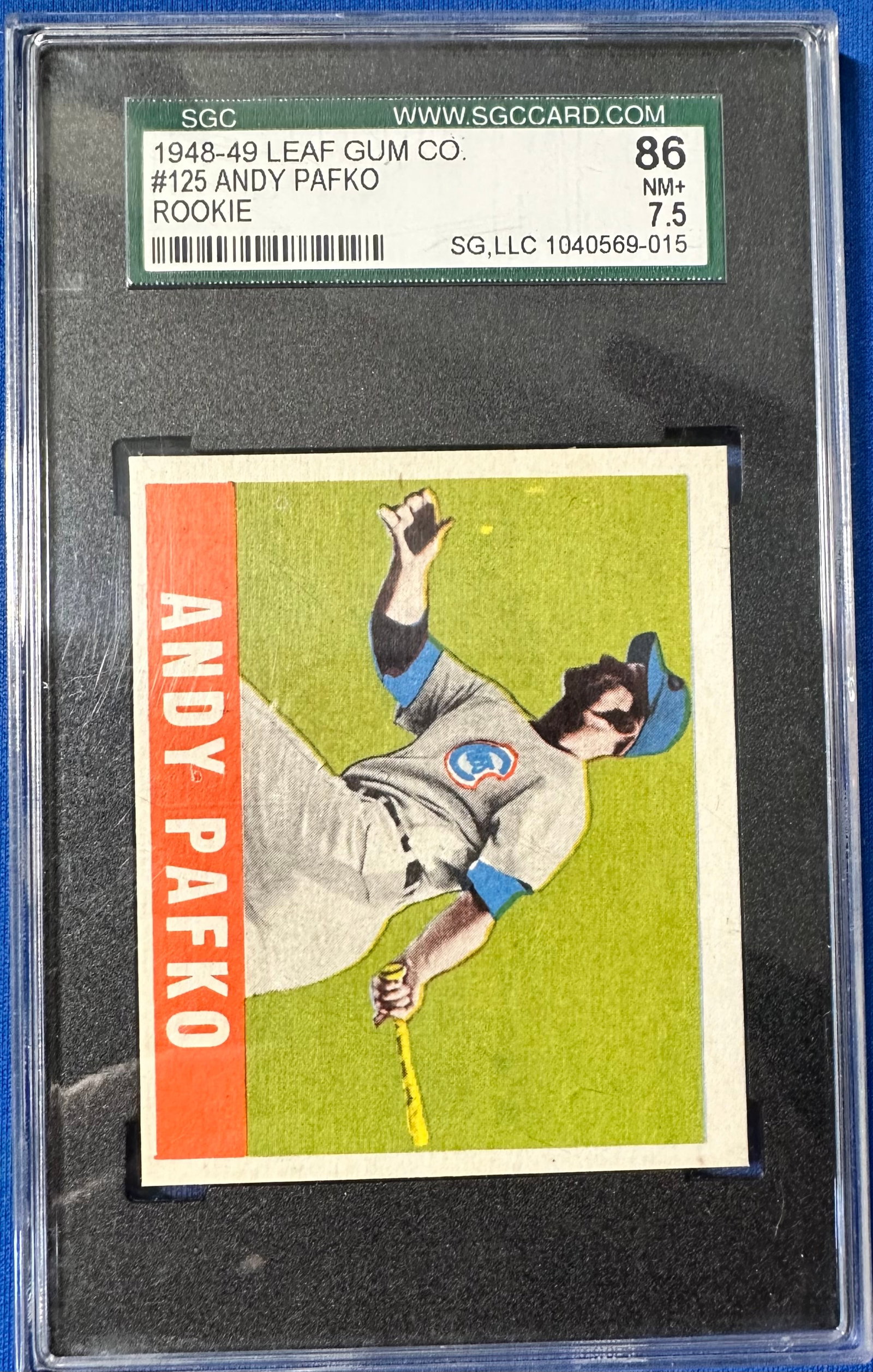 1948-49 Leaf Gum Company #125 Andy Pafko Rookie SGC 7.5 NM+: 1948-49 Leaf Gum Co Card #125 Andy Pafko Rookie SGC 7.5. SGC no 1040569-015. The five-time All-Star's career spanned 17 seasons. During that time he player for three teams: the Chicago Cubs (1943-1951