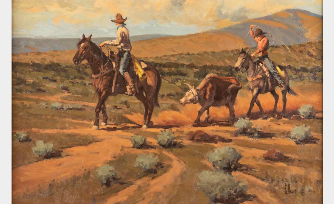 Fred Fellows, oil on board: Fred Fellows (1934 - )(CA) The Range Doctors 20" x 30" oil on board Signed and dated '76 lower right, CA $2,500-3,500 Provenance: Private Collection, Whitefish, MT.