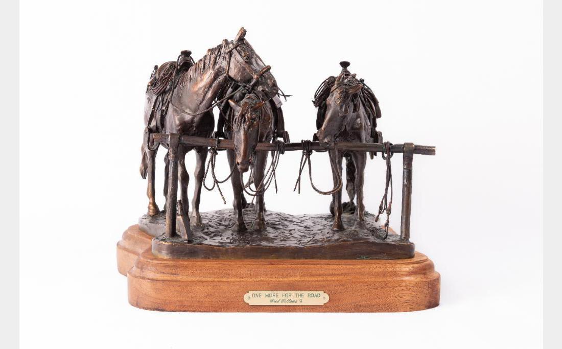 Fred Fellows, bronze: Fred Fellows (1934)(CA) One More for the Road 8" x 11" x 10" bronze Inscribed: Fellows CA, 77/100 $1,500-2,500