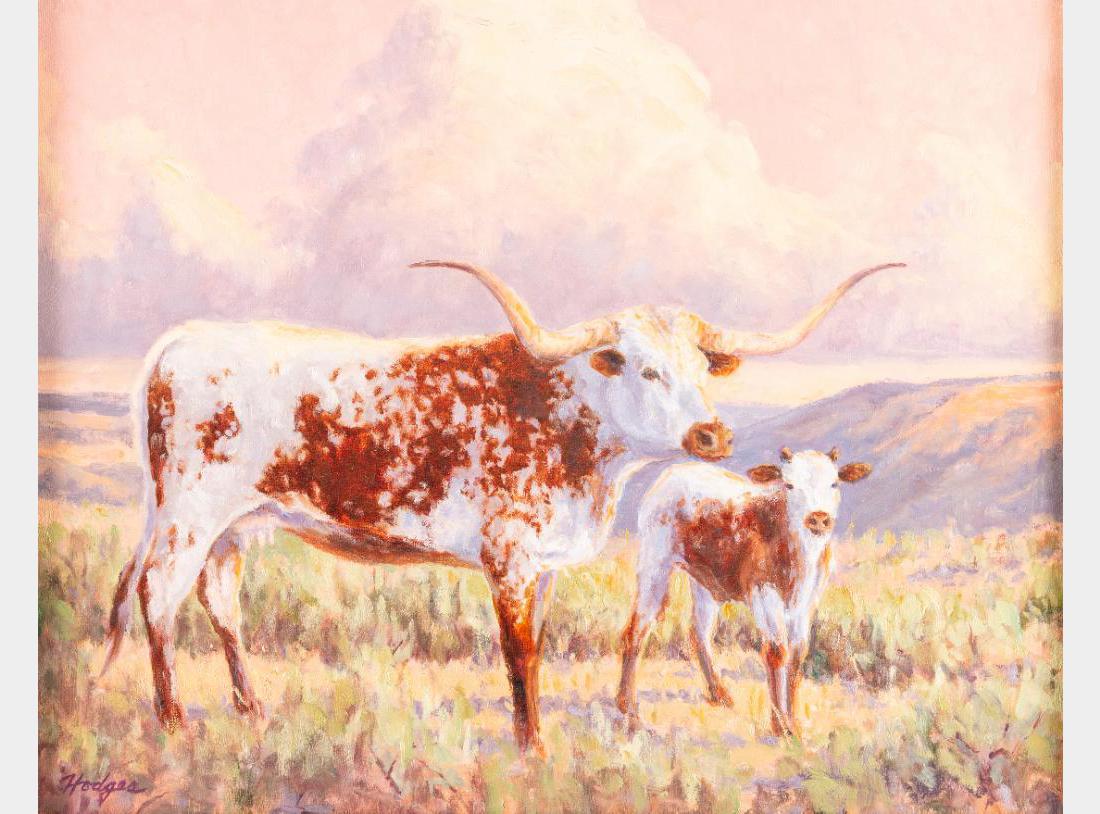 Dave Hodges, oil on canvas: Dave Hodges (1949 - ) Sagebrush Mama 16" x 20" oil on canvas Signed lower left $1,500-2,500