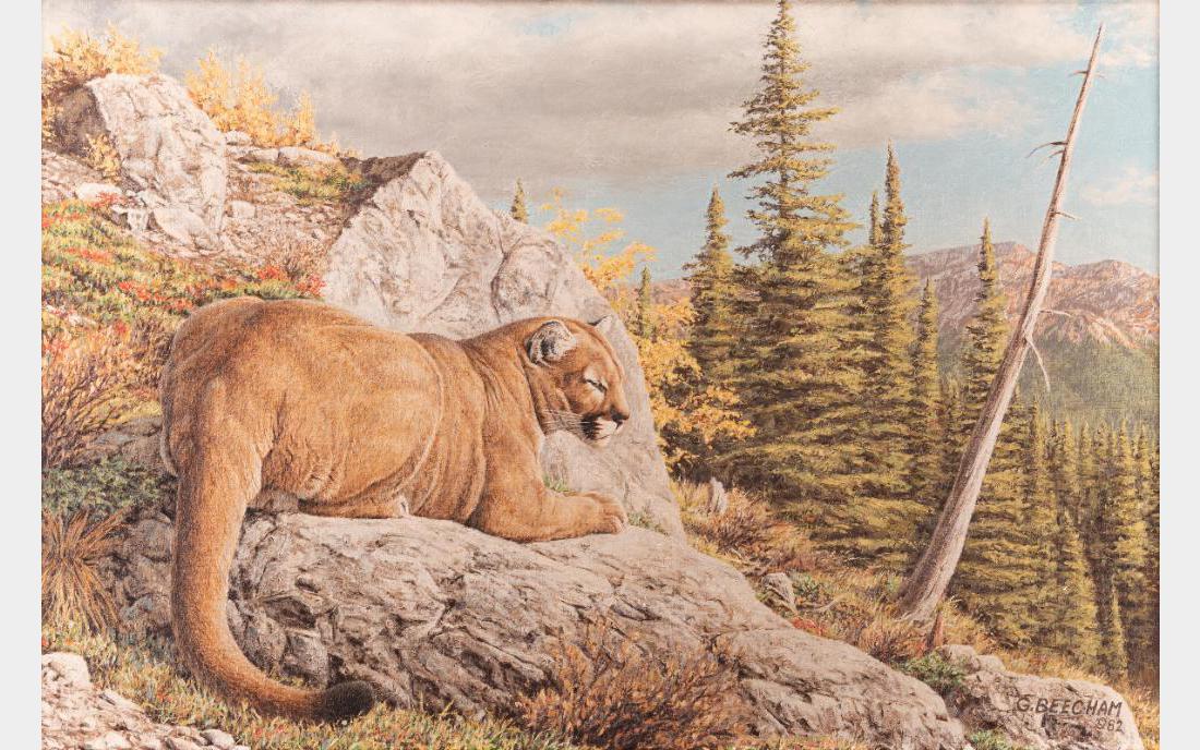 Greg Beecham, oil on canvas: Greg Beecham (1954 - ) Sunbather 20" x 30" oil on canvas Signed and dated '82 lower right $2,000-3,000