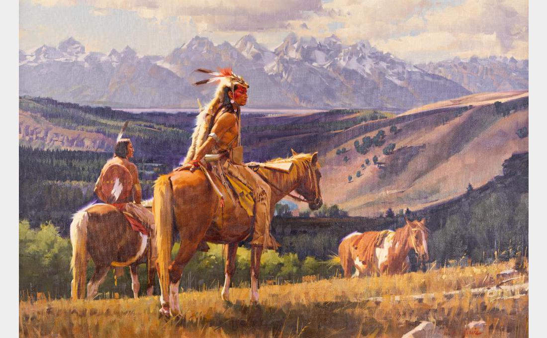 Stan Davis, oil on canvas: Stan Davis (1942-) Trap or Treasure 24" x 36" oil on canvas Signed lower right $3,000-5,000