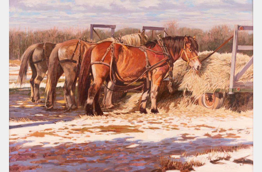 Tony Eubanks, oil on canvas: Tony Eubanks (1939 - ) The Hay Wagon 30" x 42" oil on canvas Signed lower right $6,000-9,000