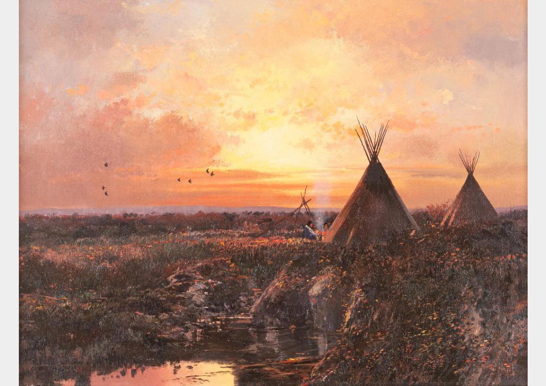 Michael Coleman, oil on board: Michael Coleman (1946 - ) Sunset 18" x 24" oil on board Signed lower left Verso: Titled and dated August 1957. $4,000-6,000