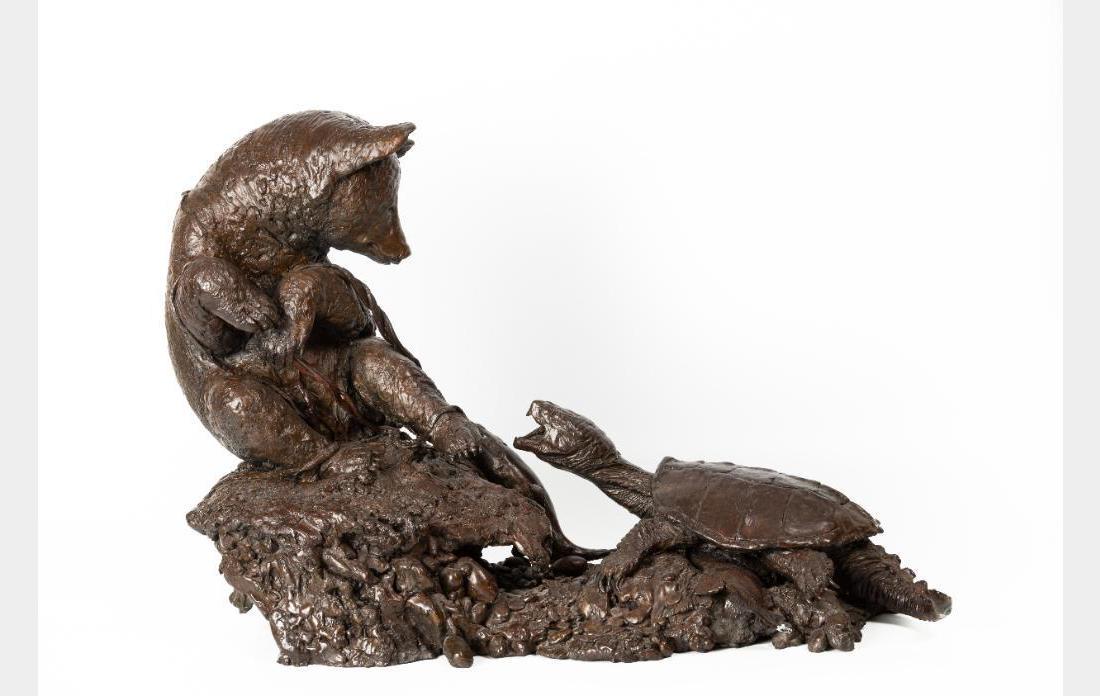 Michael Coleman, bronze: Michael Coleman (1946 - ) Whose Fish? 16" x 23" x 12" bronze Inscribed: Michael Coleman 11/30 $3,000-5,000