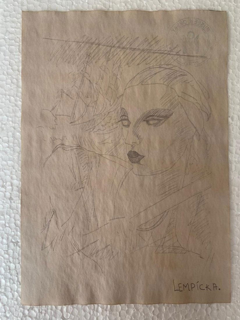 Signed Tamara de Lempicka Charcoal Drawing on paper: Signed and Stamped Tamara de Lempicka Charcoal Drawing on Paper. verso stamp inscribed "Musee d. Orsay". Aprox size 20 x 30 cms. This item has limited provenance, it doesnt have any documentation or c
