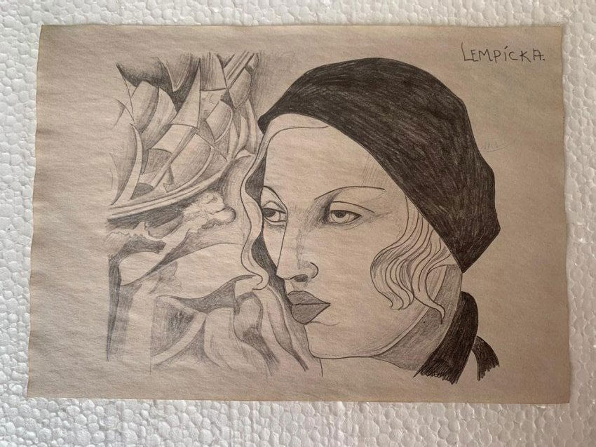 Signed Tamara de Lempicka Charcoal Drawing on paper: Signed and Stamped Tamara de Lempicka Charcoal Drawing on Paper. verso stamp inscribed "Musee d. Orsay". Aprox size 20 x 30 cms. This item has limited provenance, it doesnt have any documentation or c