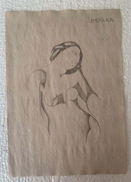 Signed Tamara de Lempicka Charcoal Drawing on paper: Signed and Stamped Tamara de Lempicka Charcoal Drawing on Paper. verso stamp inscribed "Musee d. Orsay". Aprox size 20 x 30 cms. This item has limited provenance, it doesnt have any documentation or c