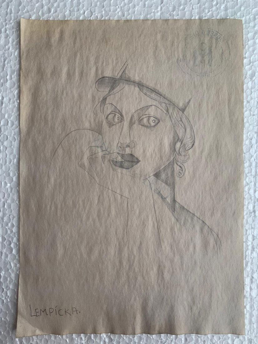 Signed Tamara de Lempicka Charcoal Drawing on paper: Signed and Stamped Tamara de Lempicka Charcoal Drawing on Paper. verso stamp inscribed "Musee d. Orsay". Aprox size 20 x 30 cms. This item has limited provenance, it doesnt have any documentation or c