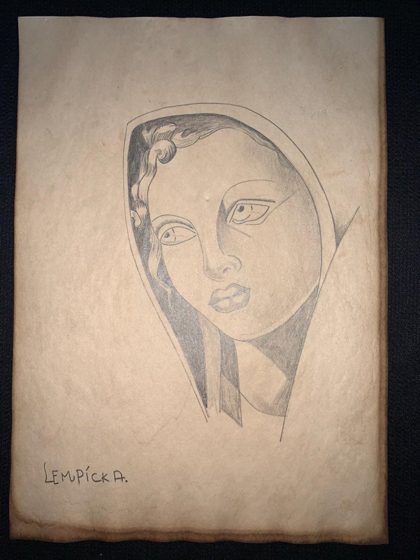 Signed Tamara de Lempicka Charcoal Drawing on paper: Signed and Stamped Tamara de Lempicka Charcoal Drawing on Paper. verso stamp inscribed "Musee d. Orsay". Aprox size 20 x 30 cms. This item has limited provenance, it doesnt have any documentation or c