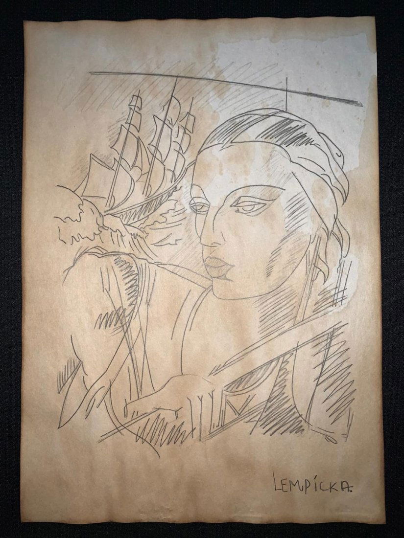 Signed & Stamped Tamara de Lempicka Drawing on paper: Signed and Stamped Tamara de Lempicka Charcoal Drawing on Paper. verso stamp inscribed "Musee d. Orsay". Aprox size 20 x 30 cms. This item has limited provenance, it doesnt have any documentation or c
