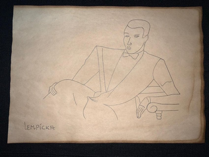 Signed Tamara de Lempicka Charcoal Drawing on paper: Signed and Stamped Tamara de Lempicka Charcoal Drawing on Paper. verso stamp inscribed "Musee d. Orsay". Aprox size 20 x 30 cms. This item has limited provenance, it doesnt have any documentation or c