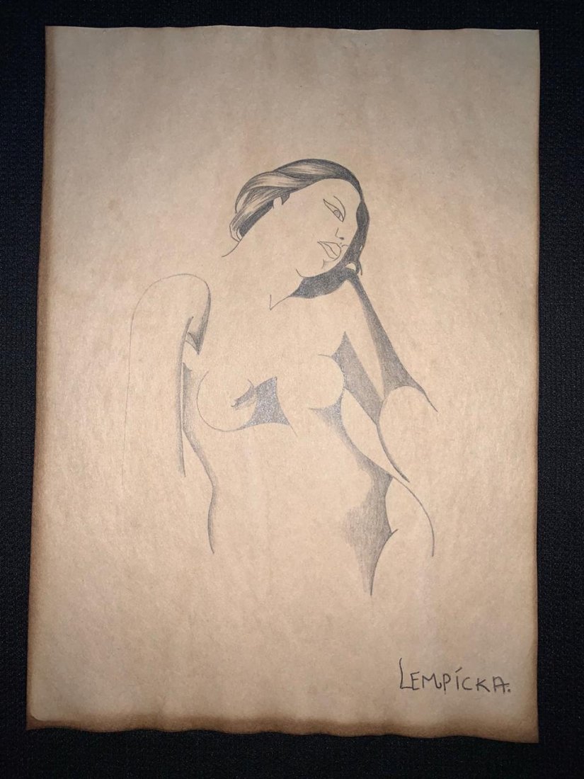 Signed Tamara de Lempicka Charcoal Drawing on paper: Signed and Stamped Tamara de Lempicka Charcoal Drawing on Paper. verso stamp inscribed "Musee d. Orsay". Aprox size 20 x 30 cms. This item has limited provenance, it doesnt have any documentation or c