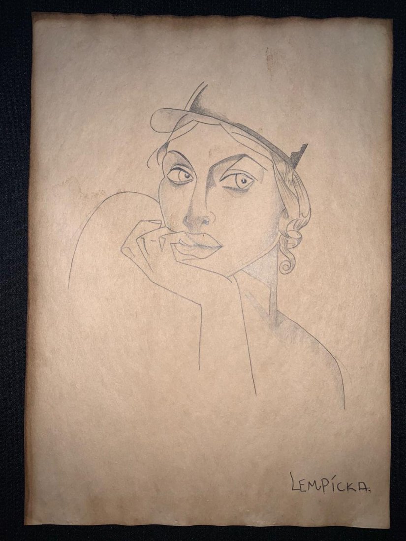Signed Tamara de Lempicka Charcoal Drawing on paper: Signed and Stamped Tamara de Lempicka Charcoal Drawing on Paper. verso stamp inscribed "Musee d. Orsay". Aprox size 20 x 30 cms. This item has limited provenance, it doesnt have any documentation or c