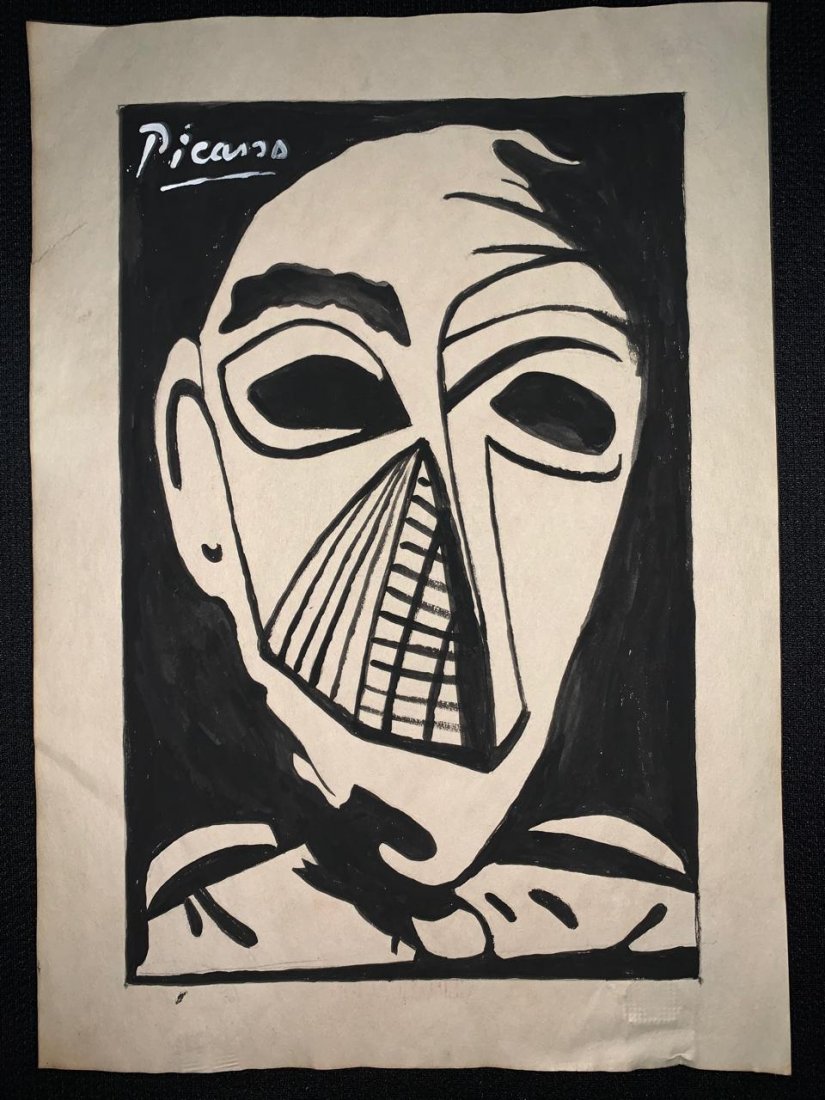 Signed and Stamped Pablo Picasso Mixed Media on paper: Signed and Stamped Pablo Picasso Spanish Artist Mixed Media on Paper, on verso inscribed "Succ. Pablo Picasso Coll. Marina Picasso", "Gallerie Mathias Fels Paris". Aprox size 20 x 30 cm. This item has