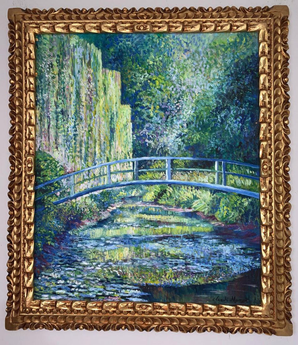 Claude O. Monet oil on canvas painting,signed & stamped (1 of 10)