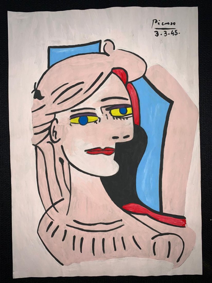 Signed and Stamped Pablo Picasso Mixed Media on paper: Signed and Stamped Pablo Picasso Spanish Artist Mixed Media on Paper. Aprox size 20 x 30 cm. This item has limited provenance, it doesnt have any documentation or cerfication, Sold "as is" to the mann