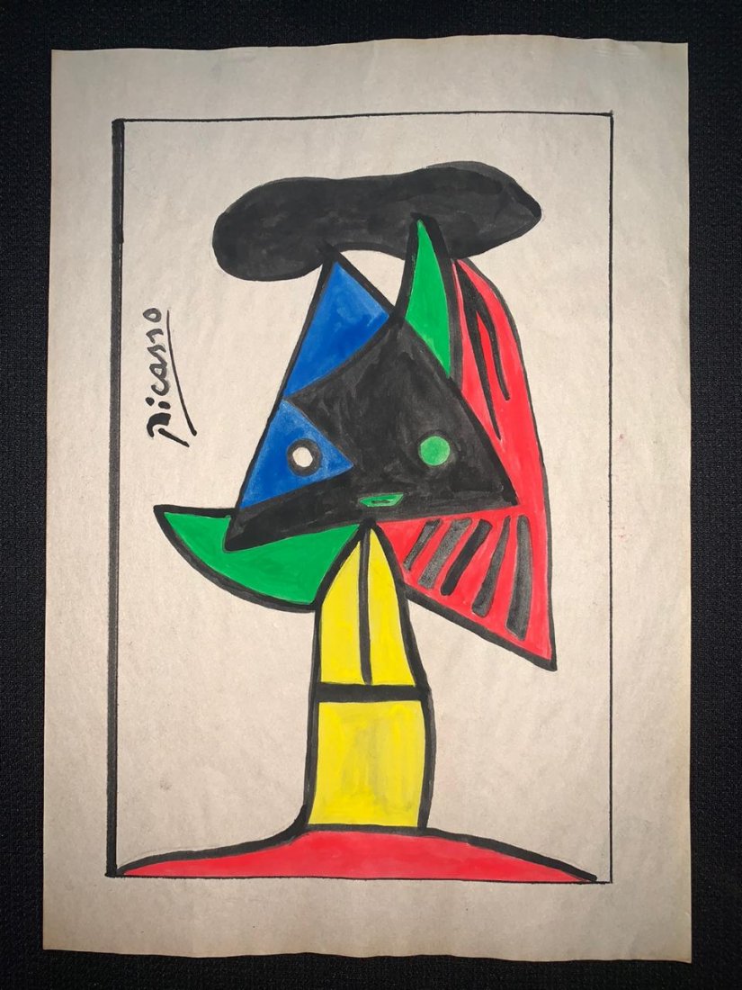 Signed and Stamped Pablo Picasso Mixed Media on paper: Signed and Stamped Pablo Picasso Spanish Artist Mixed Media on Paper. Aprox size 20 x 30 cm. This item has limited provenance, it doesnt have any documentation or cerfication, Sold \"as is\" to the ma