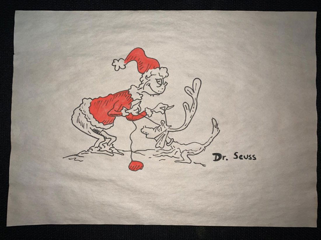 Signed and Stamped Dr. Seuss Drawing on paper (1 of 2)