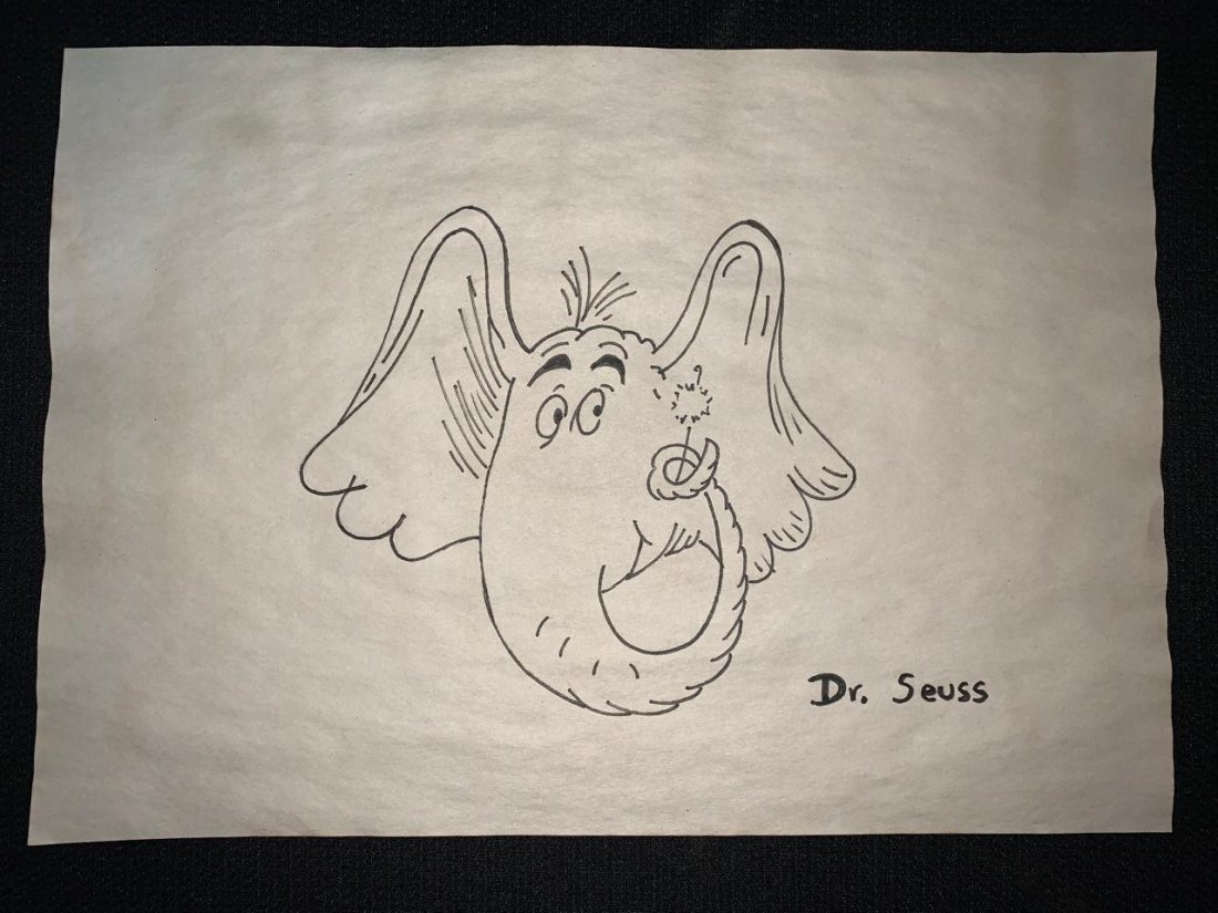 Signed and Stamped Dr. Seuss Drawing on paper (1 of 2)