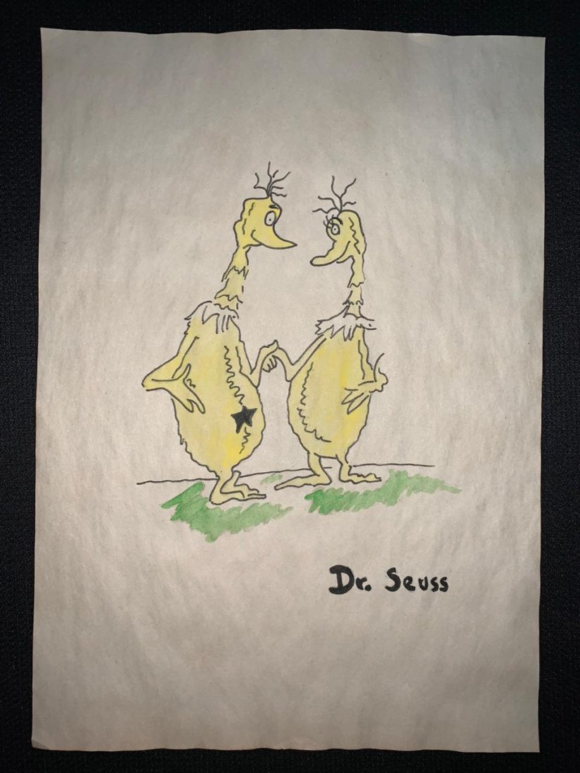 Signed and Stamped Dr. Seuss Drawing on paper (1 of 2)