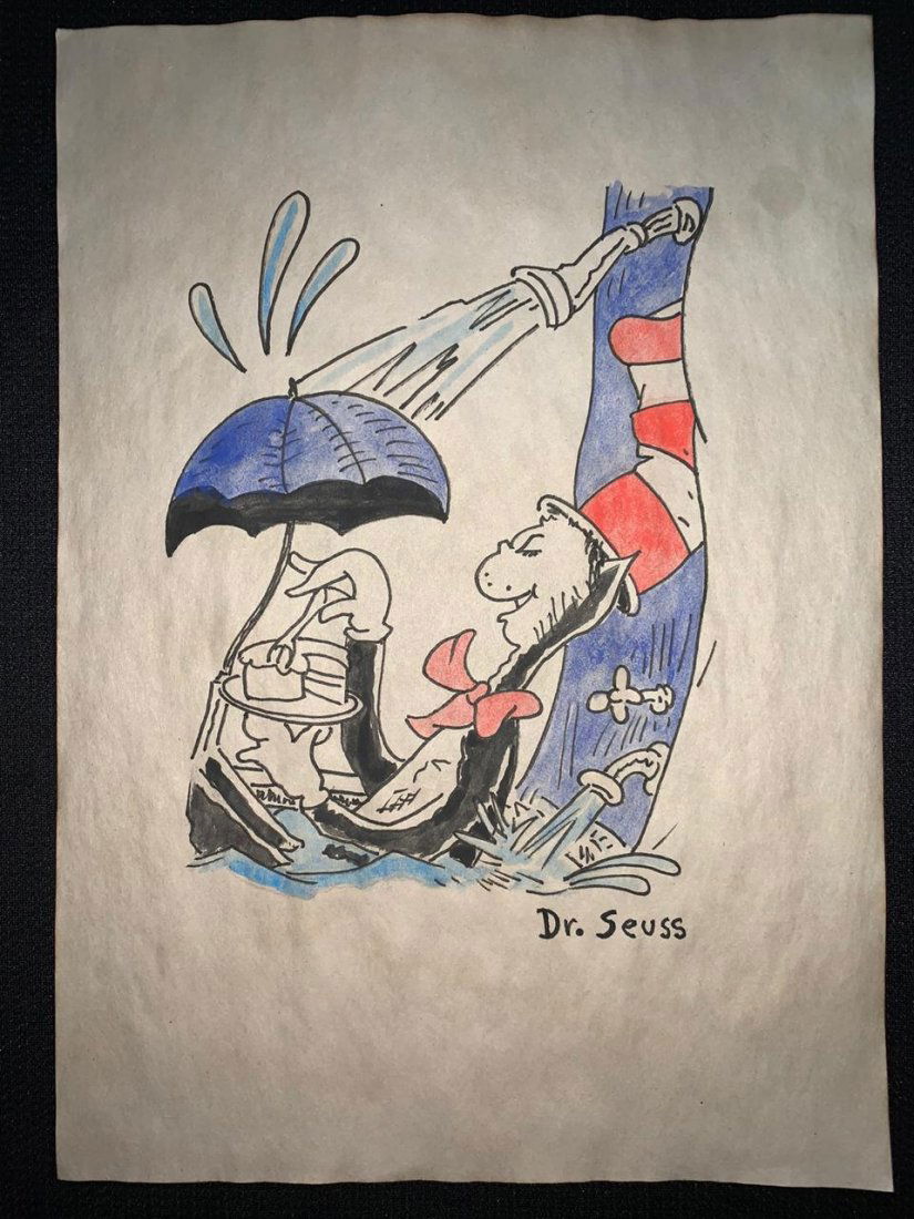 Signed and Stamped Dr. Seuss Drawing on paper (1 of 2)